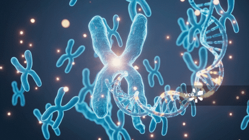 人类染色体和DNA生物模型图片素材