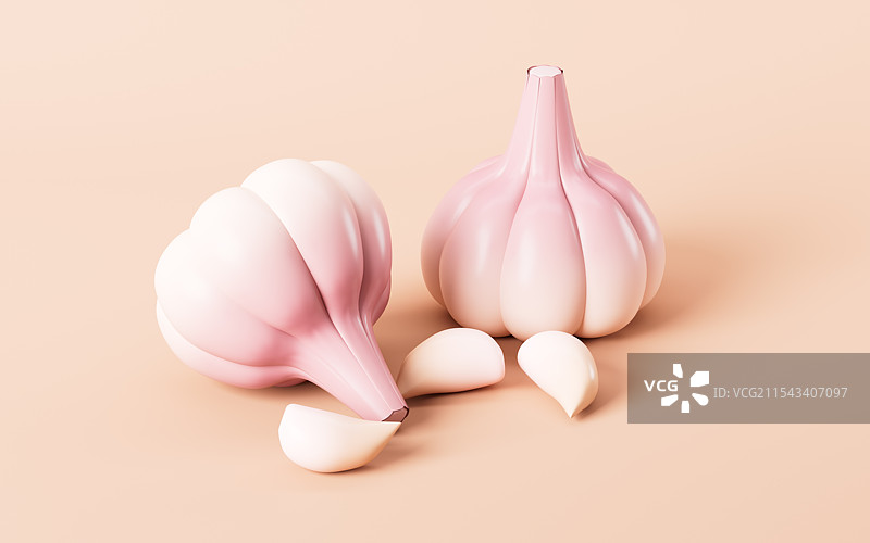 卡通大蒜模型3D渲染图片素材