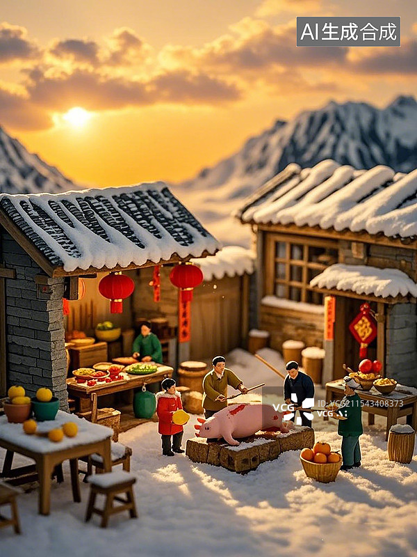 【AI数字艺术】春节杀年猪图片素材