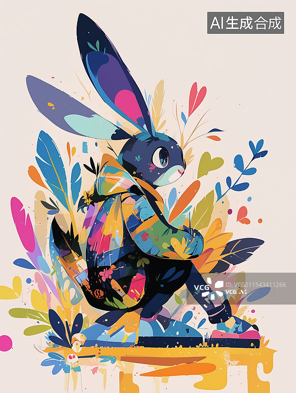 【AI数字艺术】十二生肖兔可爱矢量插画图片素材