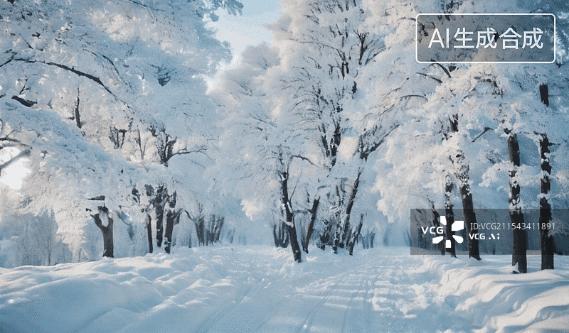 【AI数字艺术】冬日雪景图片素材