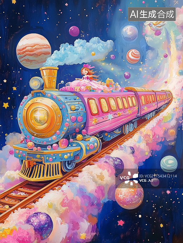 【AI数字艺术】童话风格漫画神奇的太空旅行图片素材