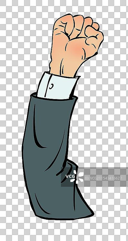 高举的手臂振奋人心的成功时刻卡通商务漫画元素图片素材
