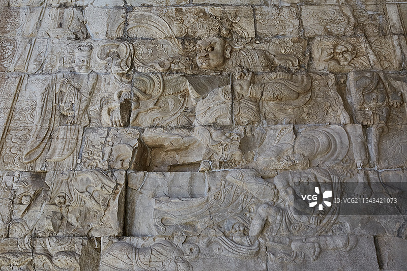 北京居庸关云台天王浮雕石刻图片素材