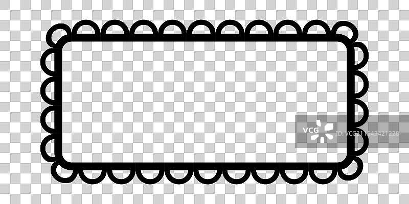 带波浪边缘的方形框简单矩形图片素材