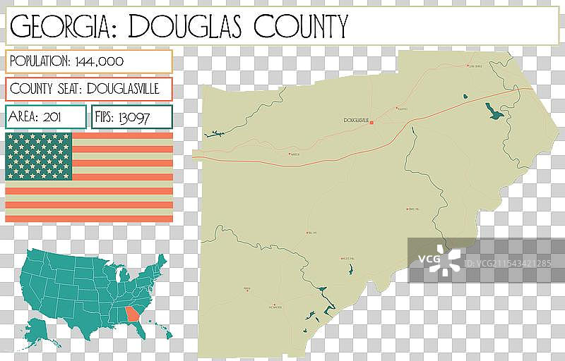 美国乔治亚州道格拉斯县地图图片素材