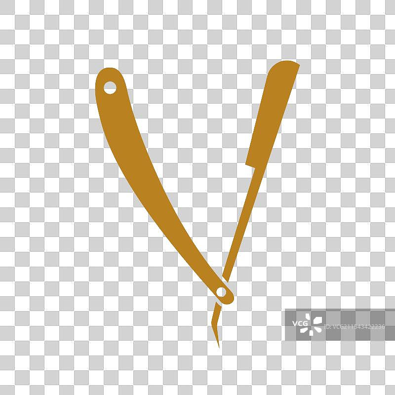 带有剃刀符号的字母V美发沙龙标志概念图片素材