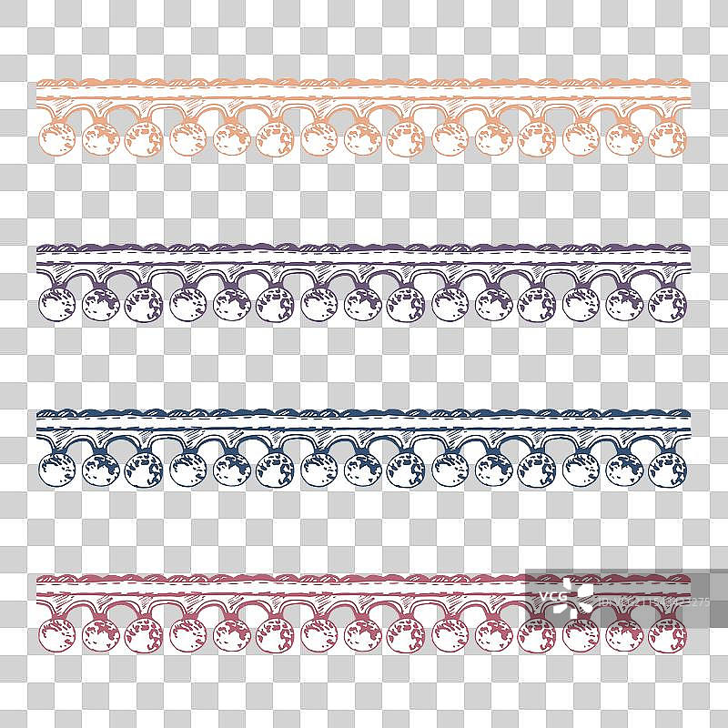 手绘墨水的丝带蕾丝编织锯齿流苏图片素材