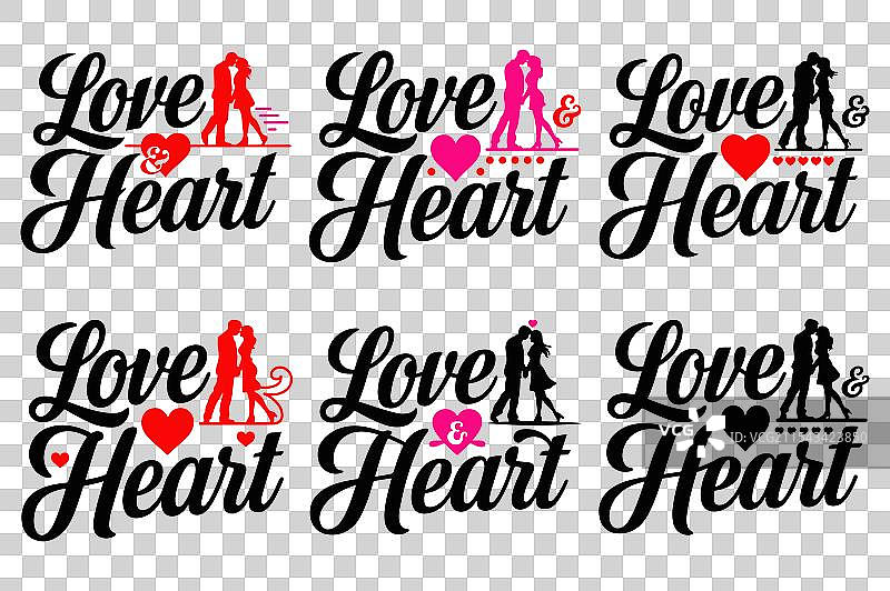 复古心形爱意排版T恤设计图片素材