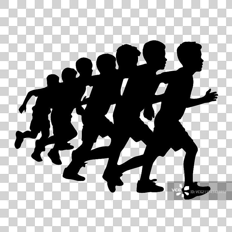 男孩奔跑的剪影图片素材