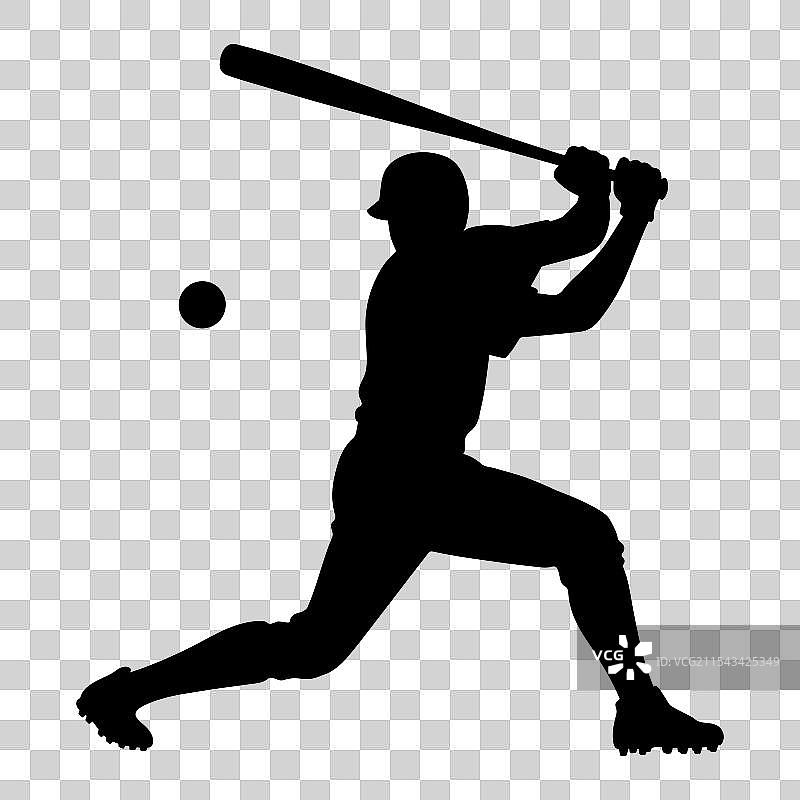 挥动球棒的垒球运动员剪影图片素材