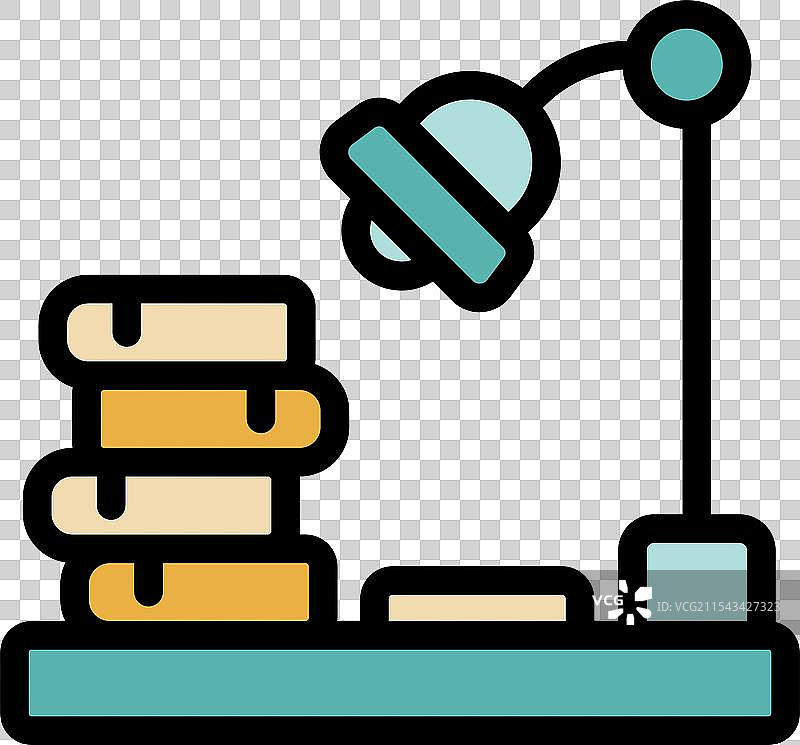 现代台灯照亮书架上的书籍图片素材