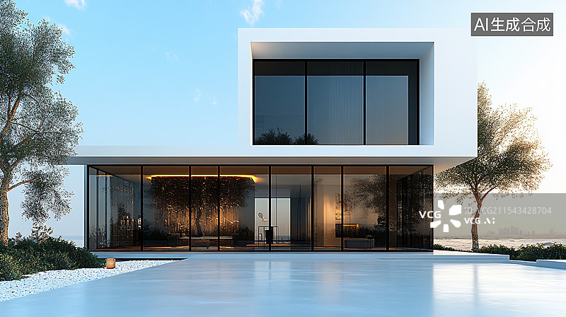 【AI数字艺术】现代别墅，现代建筑图片素材