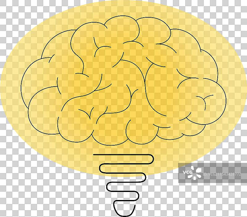 大脑灯的线条画图片素材