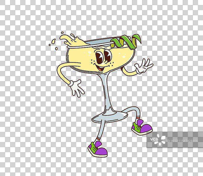 复古风格的卡通人物与迷人的代基里鸡尾酒图片素材