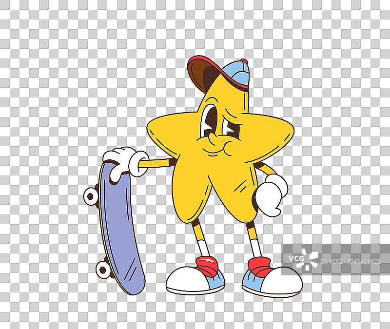 复古卡通明星角色与滑板图片素材