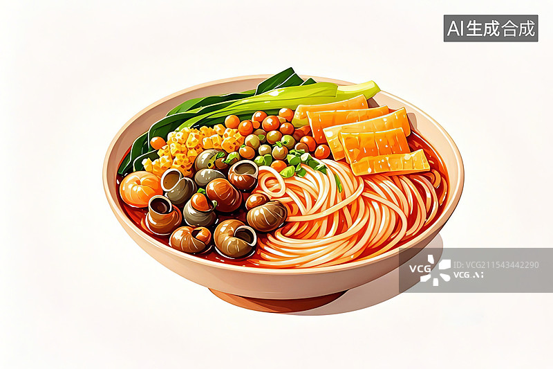 【AI数字艺术】白色背景上一碗螺蛳粉图片素材