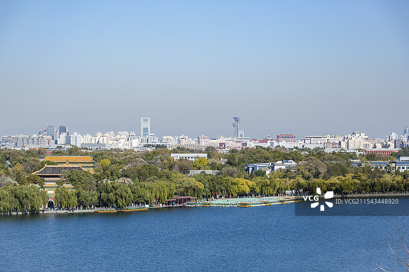 北京北海公园远眺风光图片素材