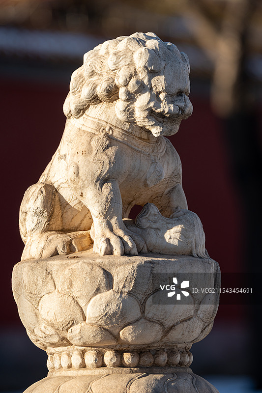 故宫汉白玉望柱石狮子图片素材