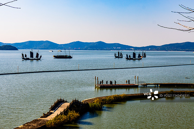 太湖鼋头渚万浪桥风光图片素材