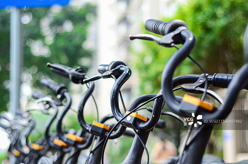 共享单车把手特写，共享经济主题图片。图片素材