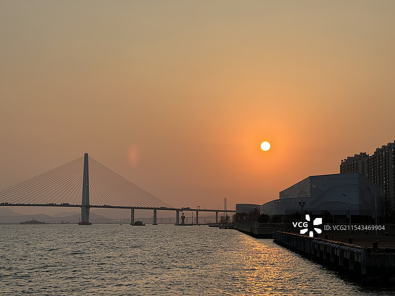 汕头河边日落图片素材
