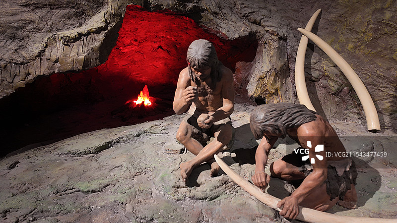 奉节人古人类生活场景模型图片素材