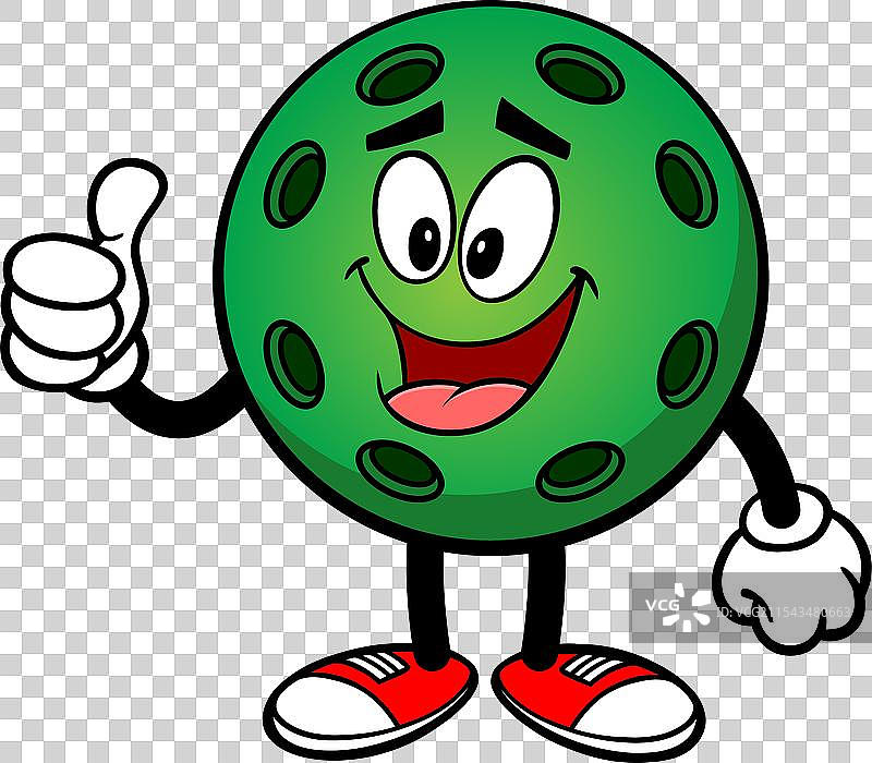 绿色的乒乓球与竖起大拇指的手图片素材