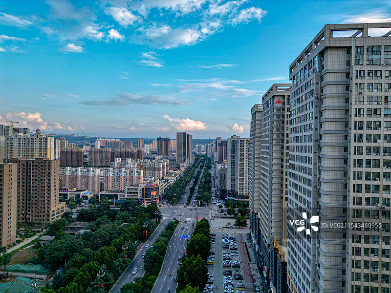 陕西渭南市市区航拍图片素材