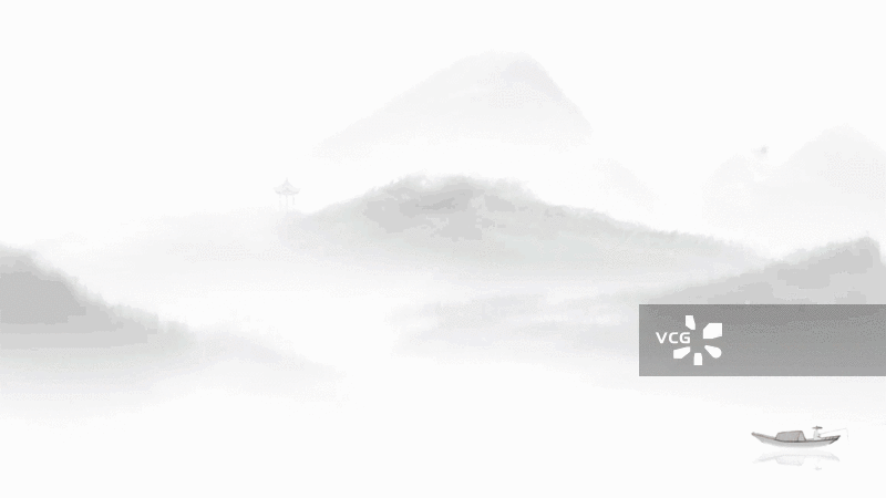 水墨，中国风，国风，中国画，冬天山水风景背景大寒小雪立冬节气插画动画图片素材