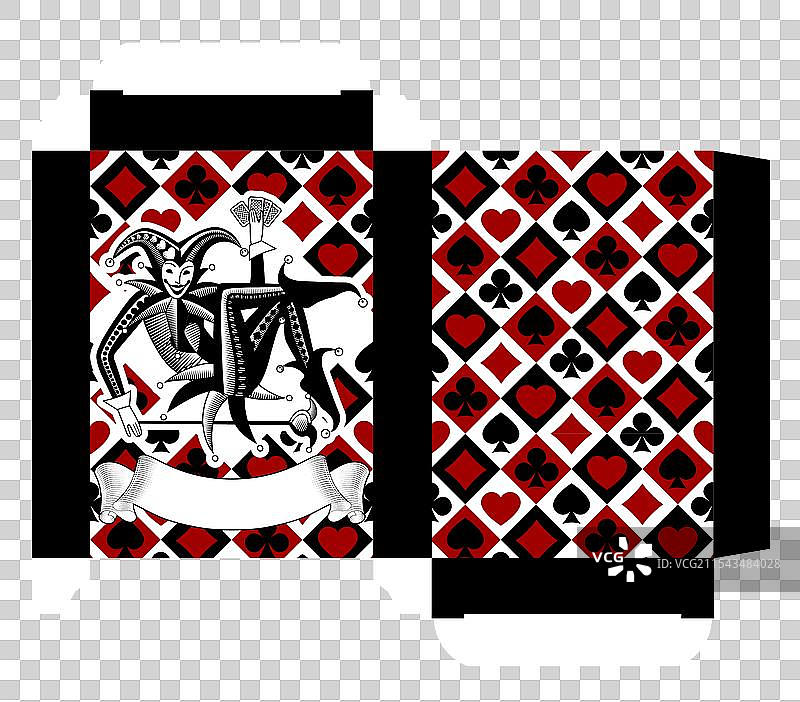 带小丑的扑克牌包装盒模板图片素材