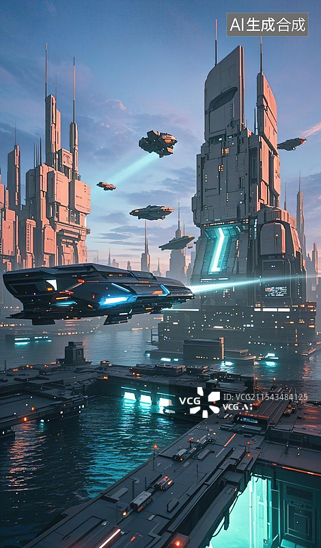 【AI数字艺术】未来科技感城市图片素材