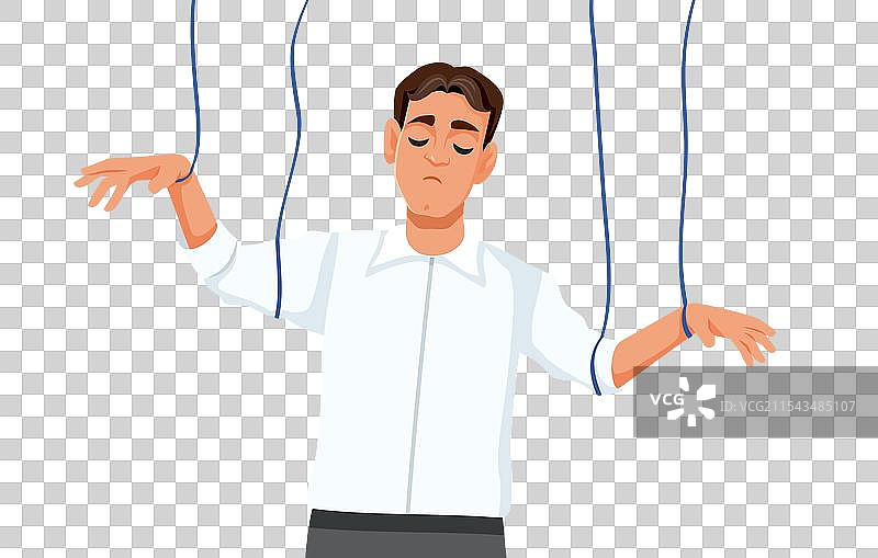 木偶人被操控者拉动的线绳图片素材