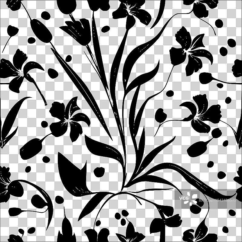 紫菀花图案抽象无缝色彩图片素材