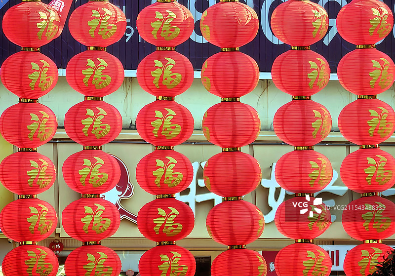 红色灯笼群特写图片素材