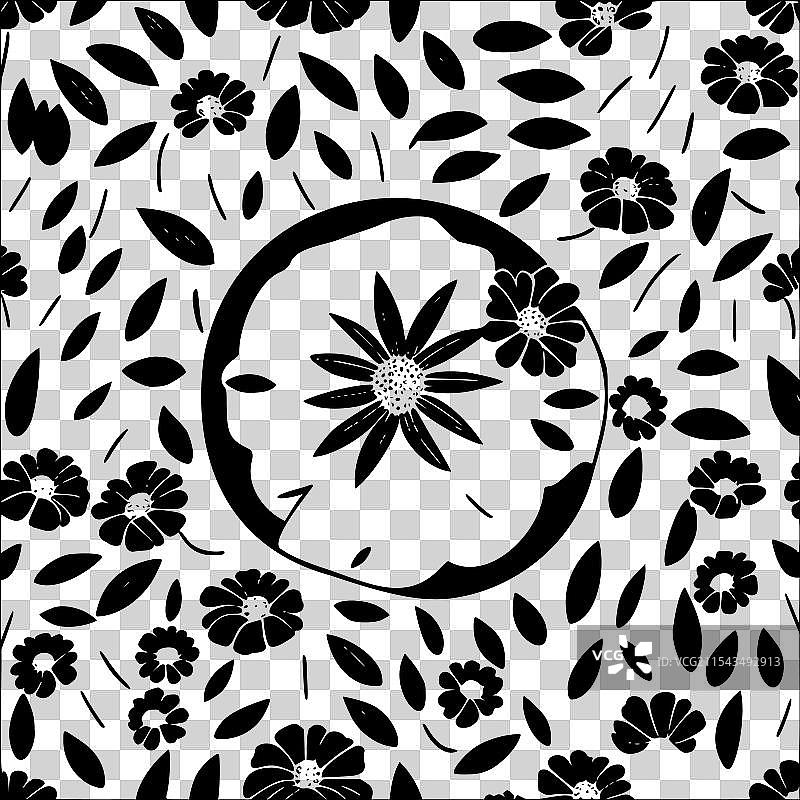 罂粟花图案抽象无缝色彩图片素材