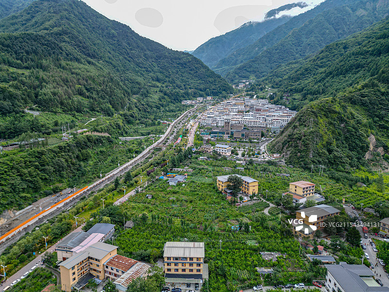 四川阿坝耿达镇航拍图片素材
