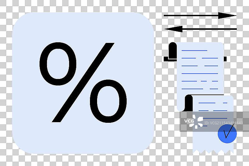 百分号和带箭头的收据图片素材