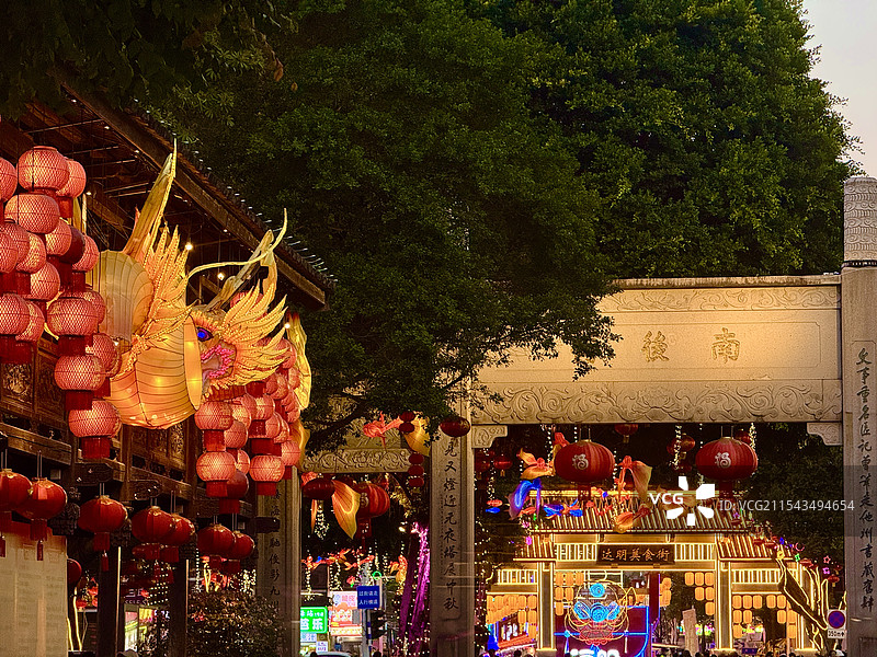 福建省福州市三坊七巷南后街达明美食街5A景区图片素材