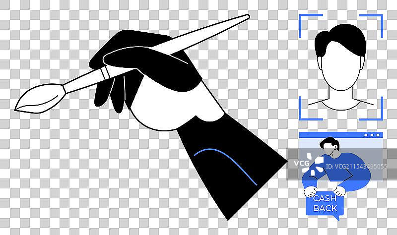 创意艺术风格的手持数字笔的个人资料图片素材