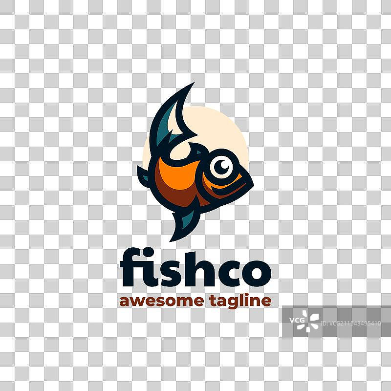 鱼公司简单吉祥物风格的标志图片素材