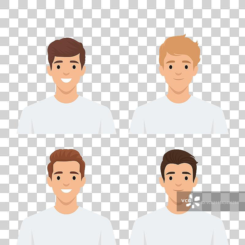 年轻男子的各种发型头像图片素材