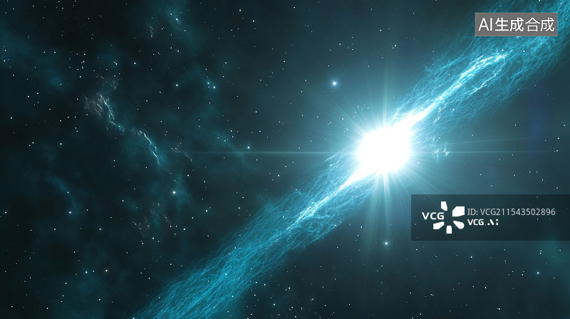 【AI数字艺术】明亮光线穿过星际空间图片素材