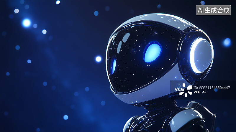 【AI数字艺术】仰望星空的可爱机器人图片素材