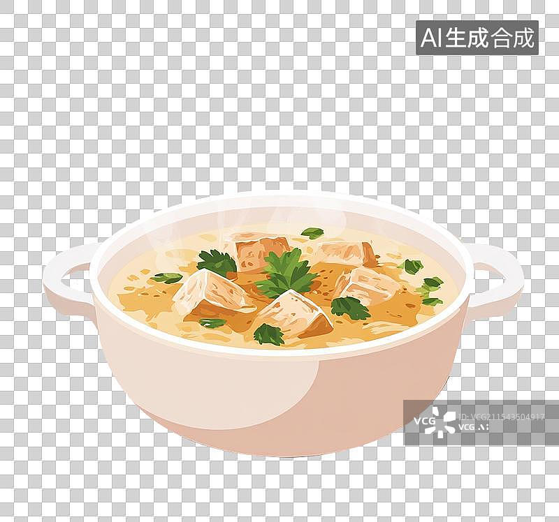 【AI数字艺术】热气腾腾的肉汤插画图片素材