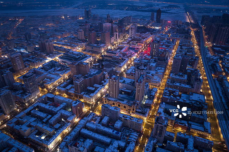 哈尔滨城市天际线俯瞰视角图片图片素材