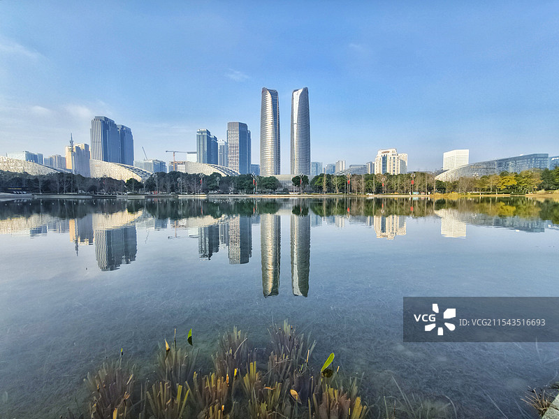 成都金融城交子公园冬季风光图片素材