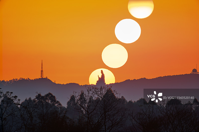 西樵山观音日出图片素材