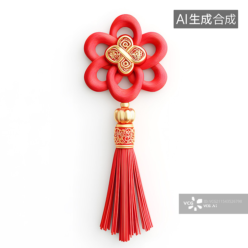 【AI数字艺术】AIGC：中国结祝福3D节日元素 中国元素图片素材