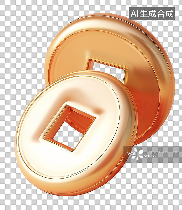 【AI数字艺术】3D羊脂玉材质铜钱免扣元素图片素材